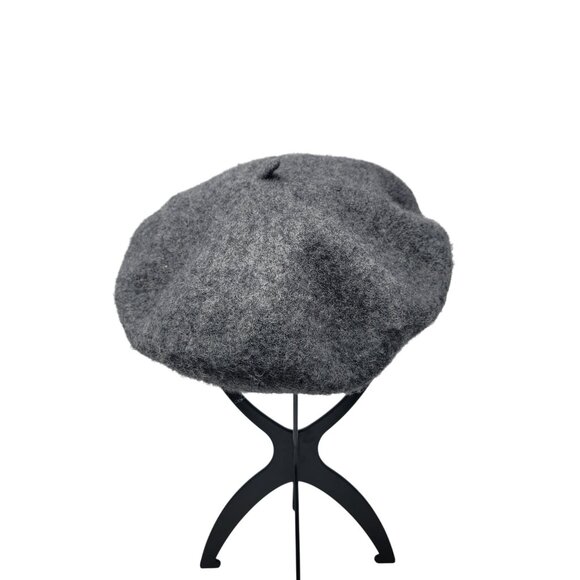 Unisex Classic Heather Gray‎ Wool Beret Hat French-Chic Artsy Dark Academia - Picture 5 of 8